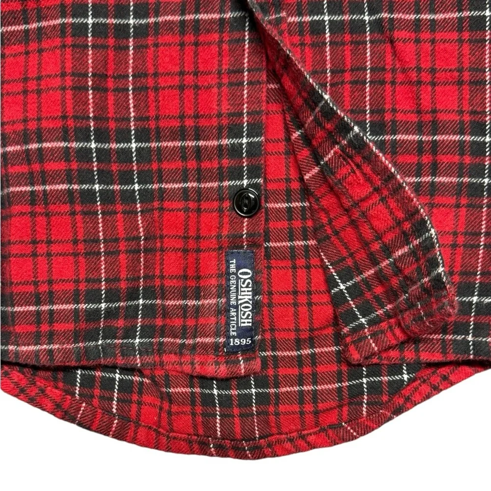 OshKosh B'gosh Flannel Shirt Button Up Long‎ Sleeve Boys 18 Month Red Casual